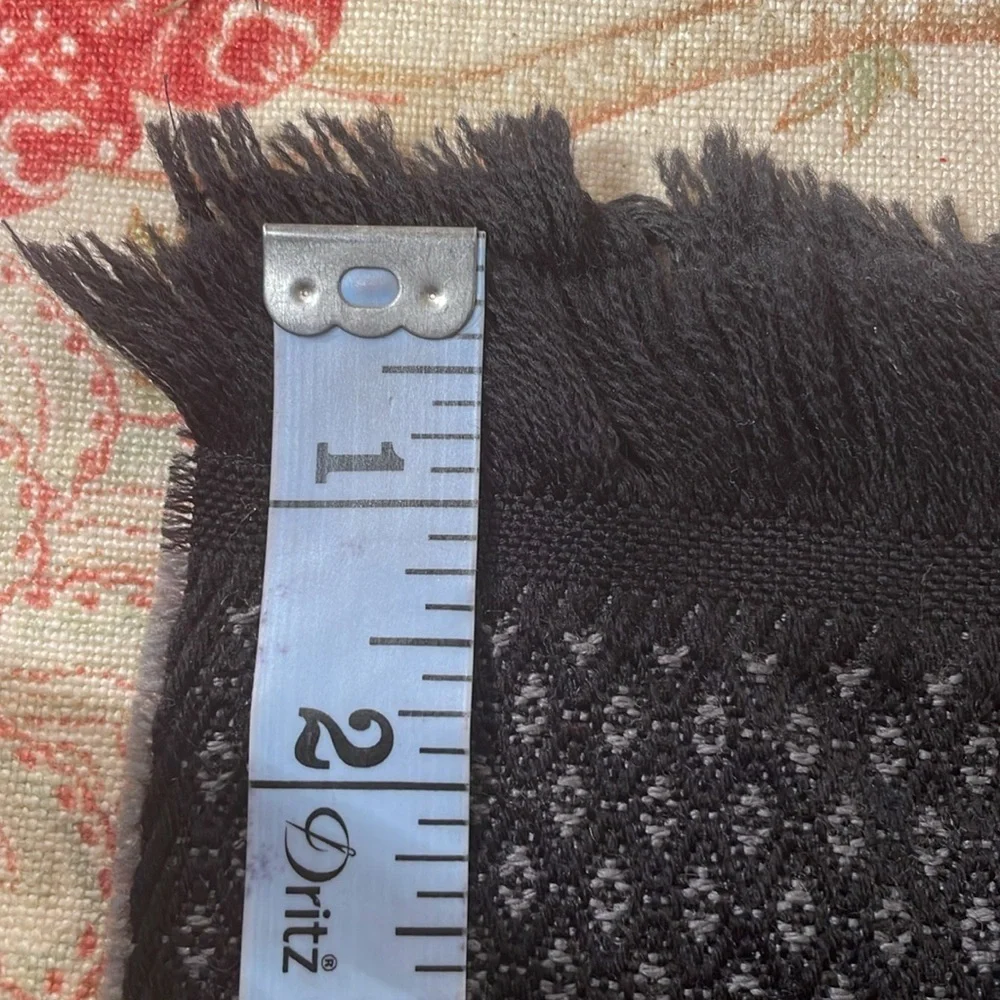 Versace Black and Charcoal Gray Geographic Medusa Fringed Scarf
